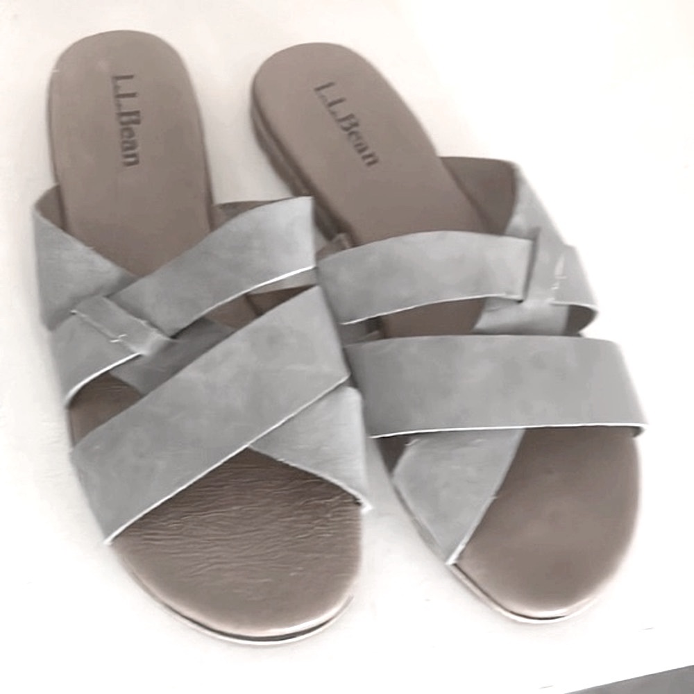 LLBean Womens Nubuck Suede Sandals Leather Flats Strappy Lakewash Comfort Sz 11